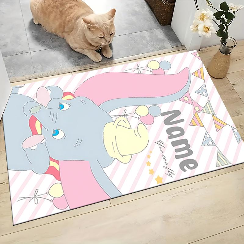 Custom Name "Baby Dumbo Adventure" Carpet Rug Customizable Soft Washable Anti-Slip Home Living Room Sofa Mats Personalized Rug. 0909387