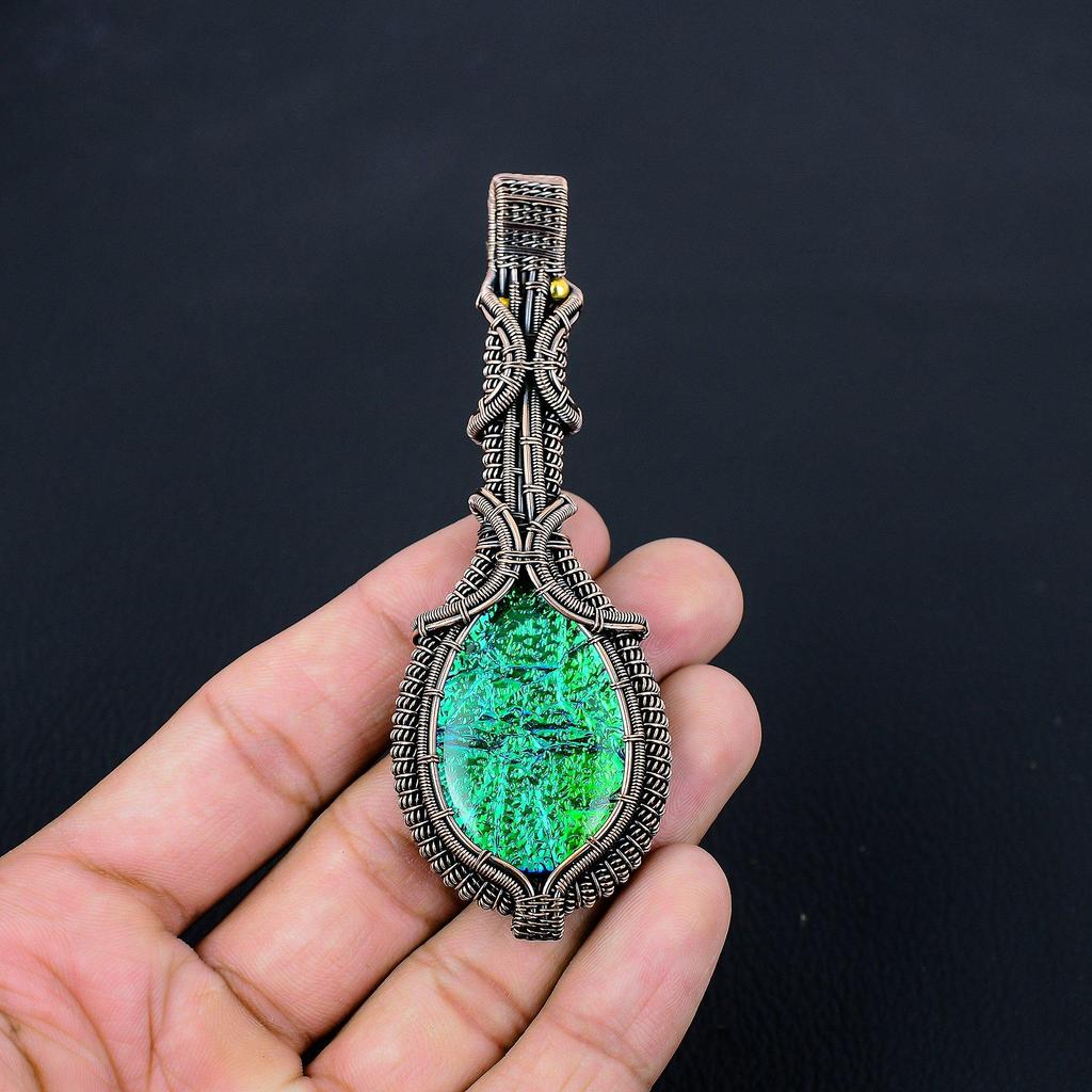 Австралийский тройной опал, драгоценный камень, чистая медная проволока, обернутая подвеской ручной работы, ювелирное изделие для рождественского подарка