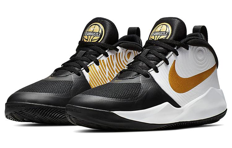 Nike Детские баскетбольные кроссовки Team Hustle D 9 Mid top Черно-бело-золотые AQ4224-004