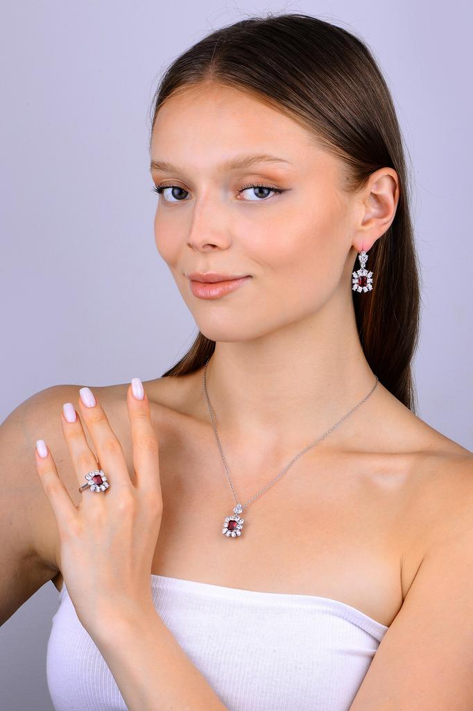 Комплект из красного рубина для женщин, ювелирные изделия из серебра 925 пробы, женский комплект из серебра ручной работы, подарок на день рождения, подарок матери, подарок на годовщину, подарок жене