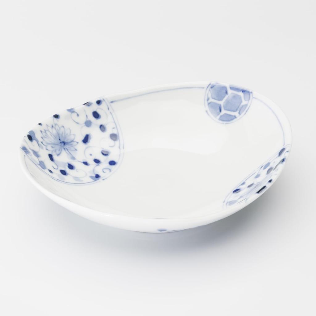 Mino ware dinnerware set of 5 oval deep approximately 16cm in microwave and dishwasher made in product number 564633 "Hana Imari" plates, diameter,