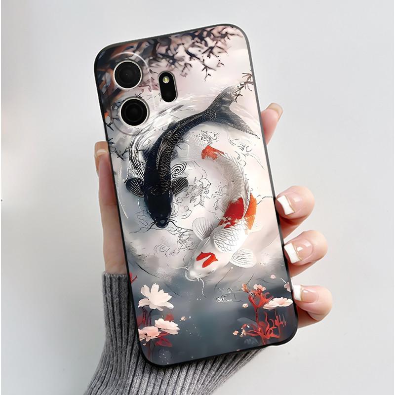 Phone Case For TCL NxtPaper 70 Pro Bumper Black Silicone Shockproof Soft Casing Pattern New Design Love Moon Pattern Cover