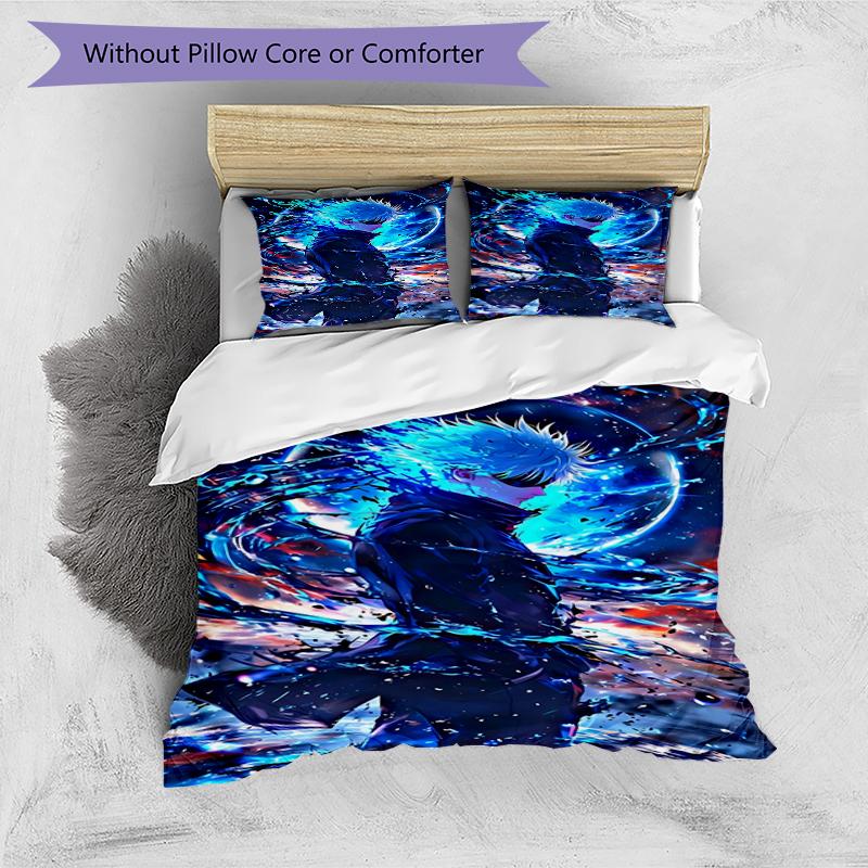 3pcs Gojo Satoru pattern bedding set duvet cover set includes duvet cover &pillowcases, perfect all season bedroom decoration & gift