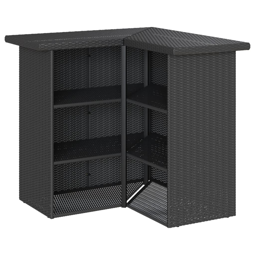 5 Piece Garden Bar Set with Cushions Black Poly Rattan