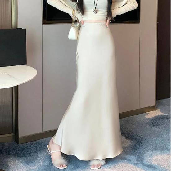 Женская юбка-рыбий хвост с высокой талией и запахом на бедрах, длинная юбка А-силуэта, однотонная, удобная, подчеркивающая фигуру юбка