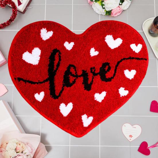 День святого Валентина Коврик для ванной Нескользящий Коврик для ванной в форме сердца Мягкий Моющийся Форма любви