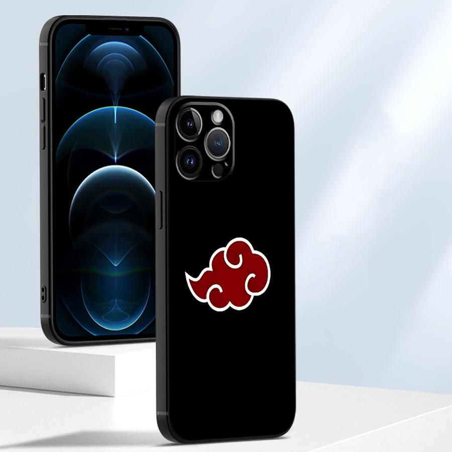 Black Soft Phone Cover Case for iPhone 7 8 13 12 11 Pro Max XR 15 16 14 Plus XS Max Anime Uchiha Logo