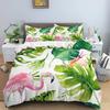 Постельное белье для девочек и мальчиков с тропическими ботаническими листьями и фламинго, пододеяльник с пальмовыми листьями размера кинг, пододеяльник с туканами и фламинго для детей