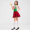 Traditional Style Oktoberfest Dress with Checkered Blouse Corset Waist Apron and Suspender Skirt for Women Festival Costume