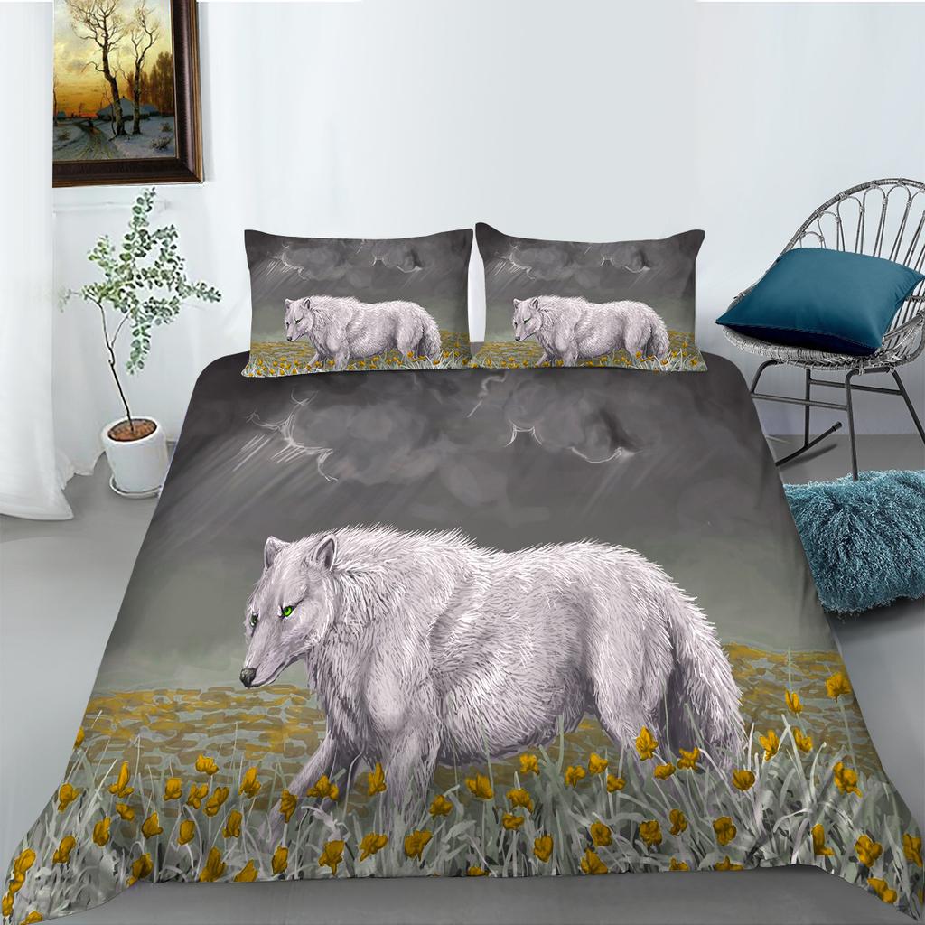 Animal Series Bedding Two Or Three-Piece Set Polyester Wolf Digital Printing