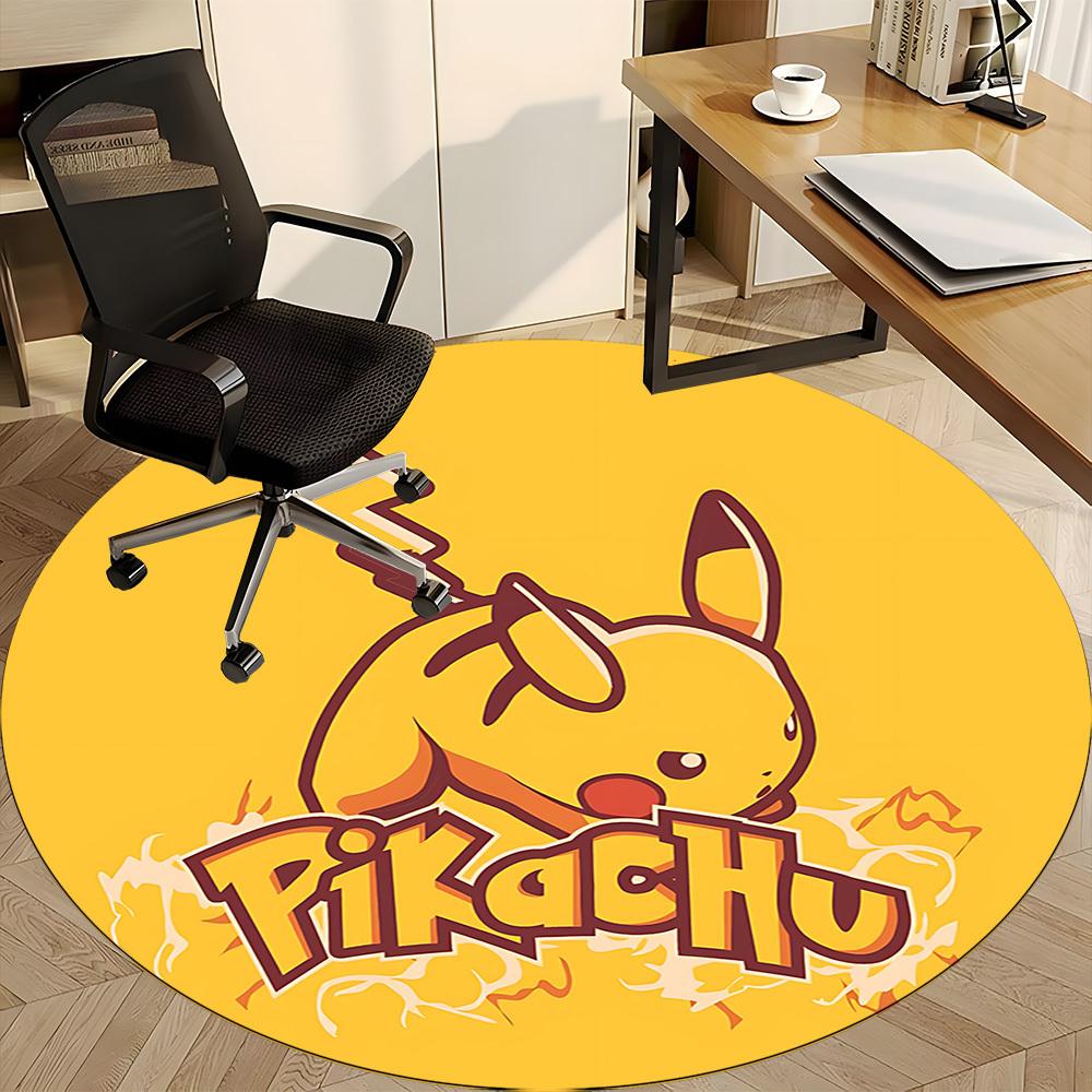 1pcPikachu Electric Office Round Area Rug, Indoor Mat Suitable For Office, Under Office Chairs Bedroom Living Room Home Decor, Room Deco167