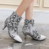 Women's High-heeled Short Boots, Sexy Snakeskin Pattern Autumn and Winter New Pointed Thin Heel Large-size Short Boots