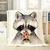 Raccoon Print Flannel Blanket Sofa Bedroom Decorative Blanket Portable Lunch Break Blanket Source