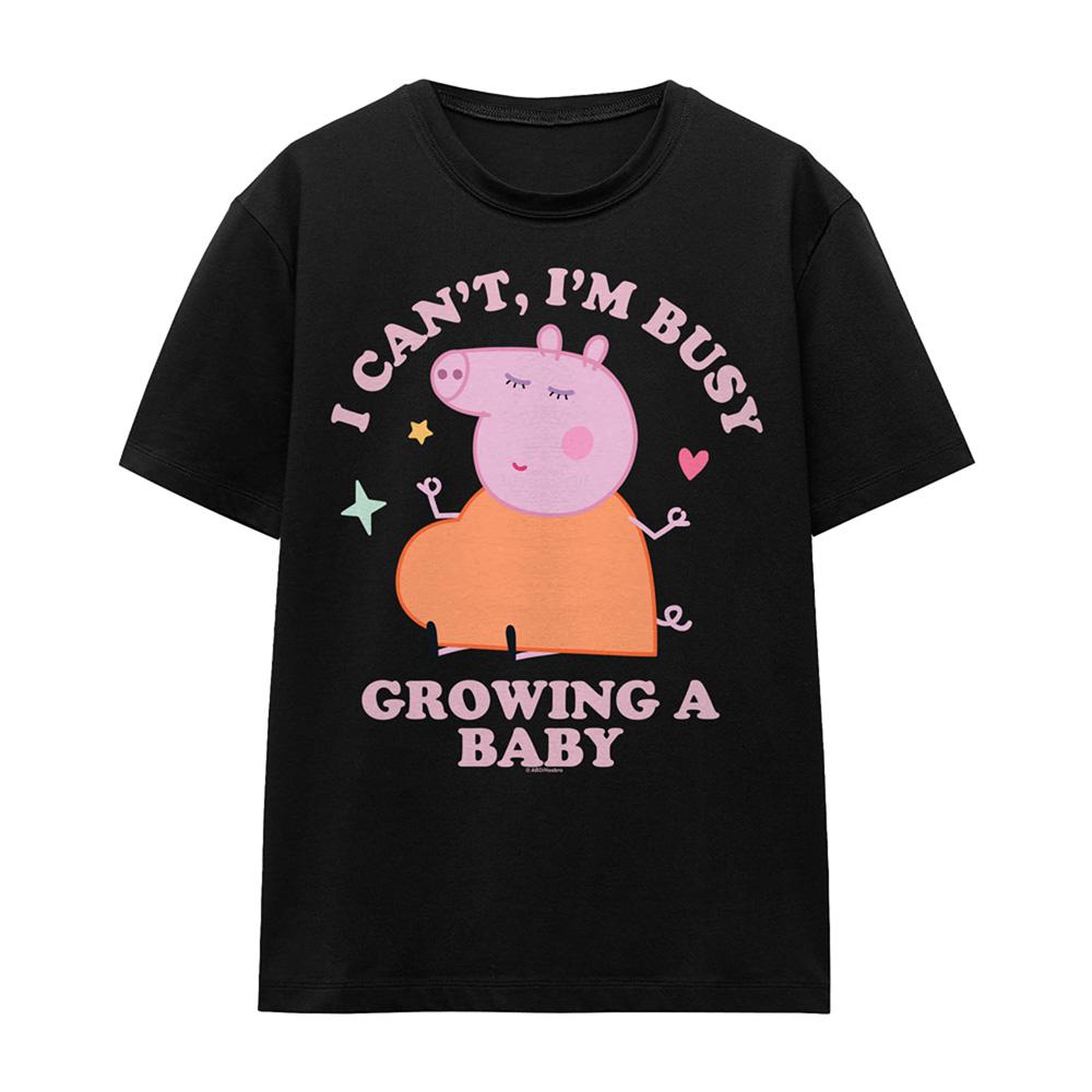 Peppa Pig Unisex Adult Busy Growing A Baby Mummy Pig T-Shirt