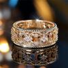 Charm White Zircon Engagement Rings for Women Gold Color Hollow Out Wedding Bands Jewelry Party Gifts