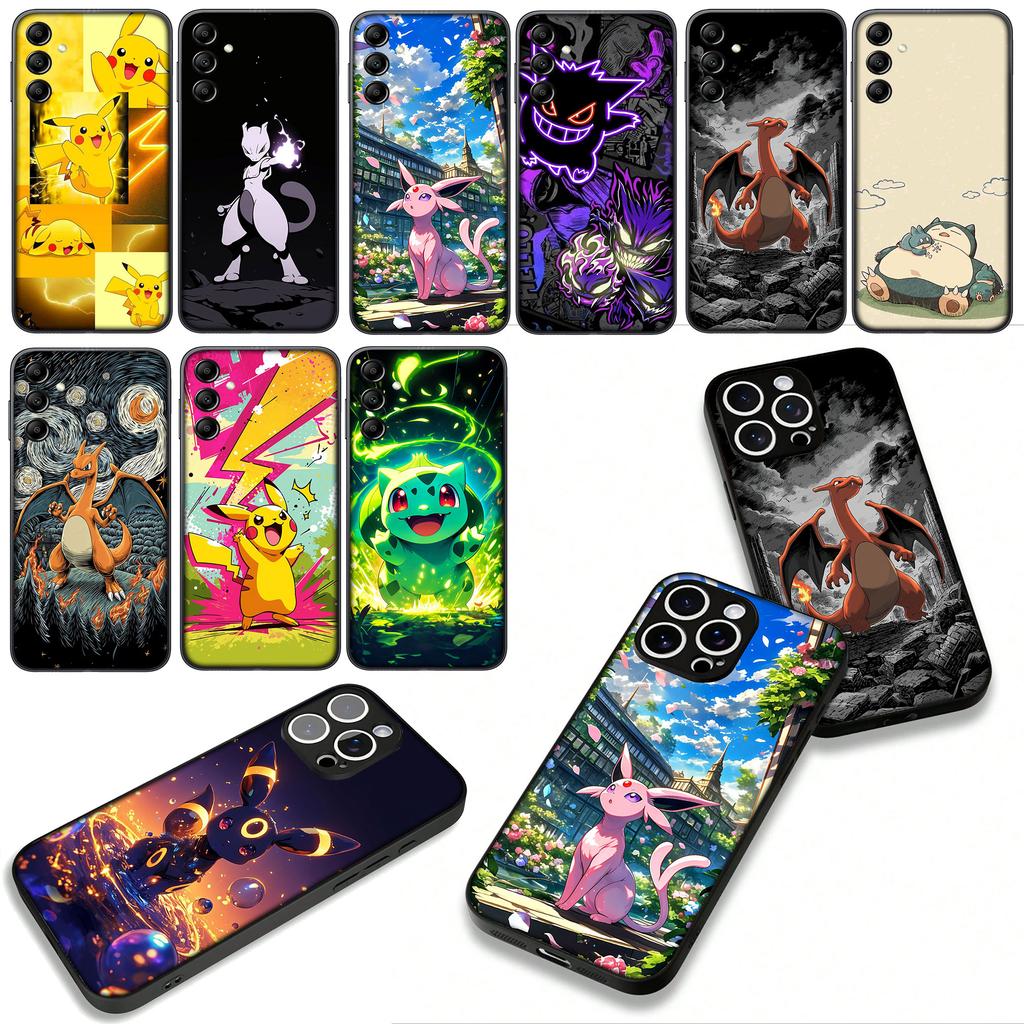 Чехол для телефона P-Pokemons Charmander P-Pikachus Mewtwo для Apple iPhone 16 15 14 Plus 13 12 Mini 17 Pro Max + ProMax 16E Air Case