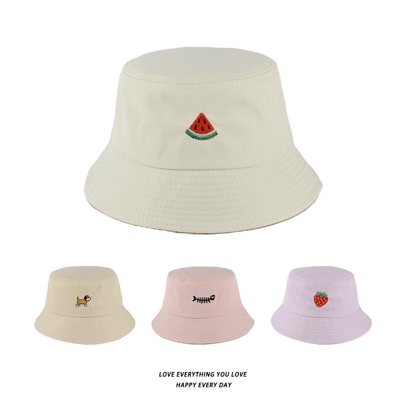 Bucket Hats Men And Women Skull Embroidered Fisherman Hat, Single-Sided Black Street Fashion Foldable Sunhat