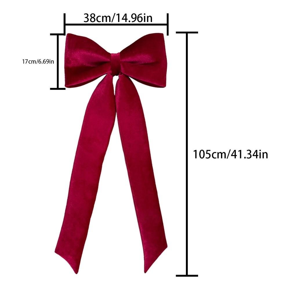 Dark Red Large Velvet Christmas Bow Long Streamers Soft Draping Christmas Tree Topper Bow Elegance Wrinkle Resistant