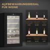 Wine Cooler for 24 Bottles, Adjustable Temperature 5 to 20 degrees C, LED Lighting, Black, 43 x 45 x 75 cm