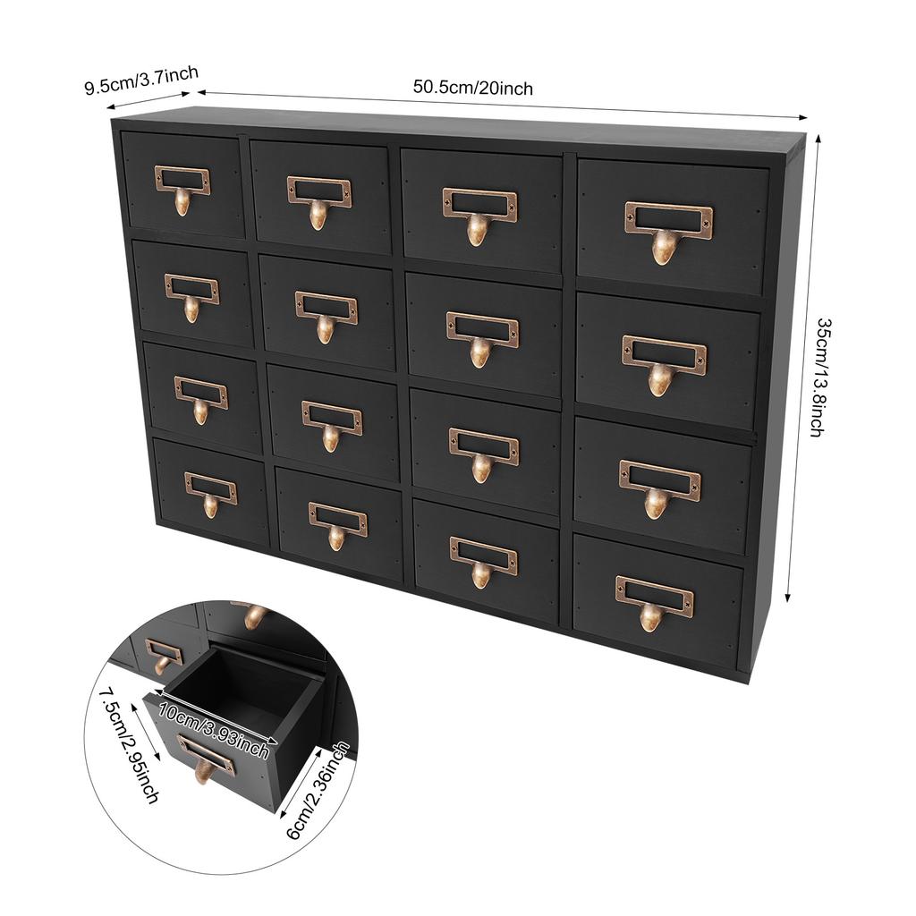 Деревянный шкаф для хранения с 16 ящиками, деревенский винтажный органайзер с металлическими ручками для украшений, офиса, специй, лекарственных трав