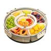 Six Grids Multi Compartment Fruit Tray Round Snack Box with Lid Handle for Home Organization Clear Divided Rotating Serving Tray
