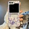For Samsung Galaxy Z Flip 5 Flower Case Luxury Shockproof Clear Hard PC Back Cover For Samsung Z Flip 4 3 Flip5 Flip4 Flip3