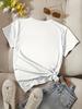 Lady retro California surfing paradise pattern T-shirt white short-sleeved round-neck casual summer top with palm tree design