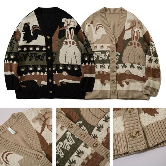 Winter Sweater Anti-pilling Print Long Sleeve Great Vintage for Daily Wear