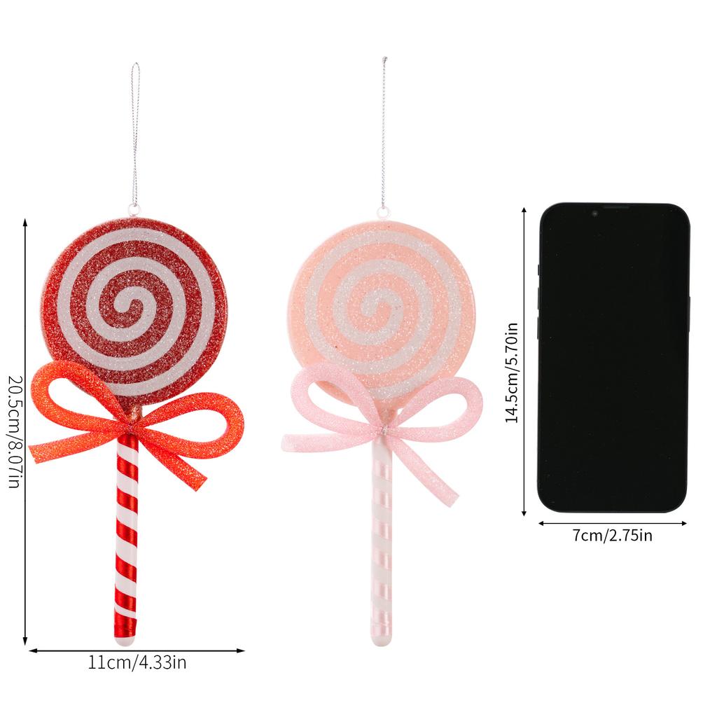 Christmas Decoration Supplies, Red Lollipop Pendant, Bow Simulation Candy, Children's Gift, Colored Candy