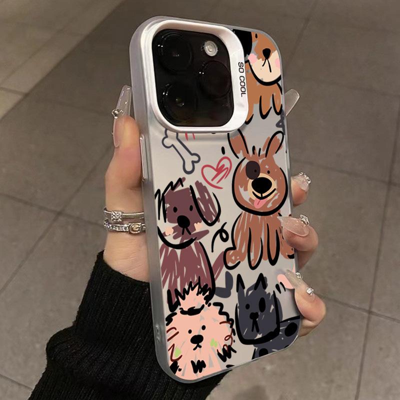 Cute Doodle Dog Line Art Pattern Design Protective Cover for iPhone 17 16 15 14 13 12 11 16E Series Pro Max Plus