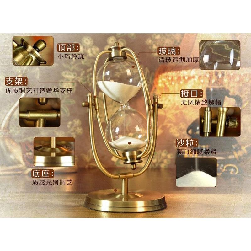 Металлическое Медное Искусство Вращающийся Песочный Час Ornament Продвинутое Чувство Таймер Креативный Подарок Ремесло Песочные Часы Ornament