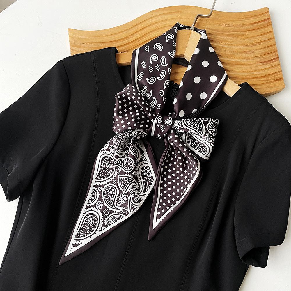 Retro fashion chain scarf long small silk scarf spring and summer matching shirt shirt ribbon French tied hair streamer