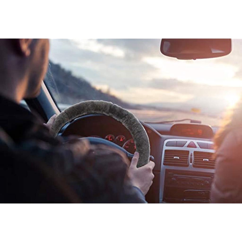 19760 Чехол на руль из натуральной овечьей кожи антрацитового цвета