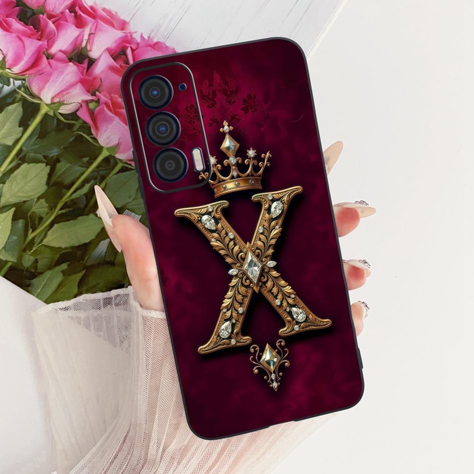 For Motorola Edge 2021 Case XT2141-1 Fashion Initial Letters Crown Soft Silicone Back Protective Cover For Moto Edge 2021 Bumper