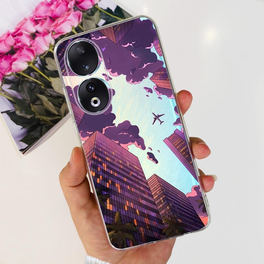 Для Honor 90 / Honor 90 Lite 90 Pro 90 Умный Чехол Роскошный Стильный Мягкий Силиконовый Чехол Красивый Цветок Вишни Fundas Прозрачный Capa
