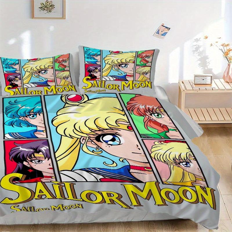 3pcs Sailor Moon Printed Quilt Set - Soft and Comfortable Quilt Cover for Bedroom, Guest Room and Dormitory Decorative Bedding Set 1 Duvet Cover + 2 P