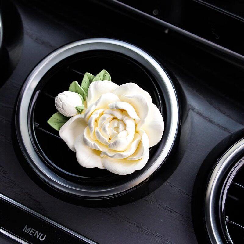 Jasmine Flower Car Perfume Aromatherapy Car Air Conditioner Vent Decoration Diffuser Stone Flower Car Interior Ornament Goddess Style