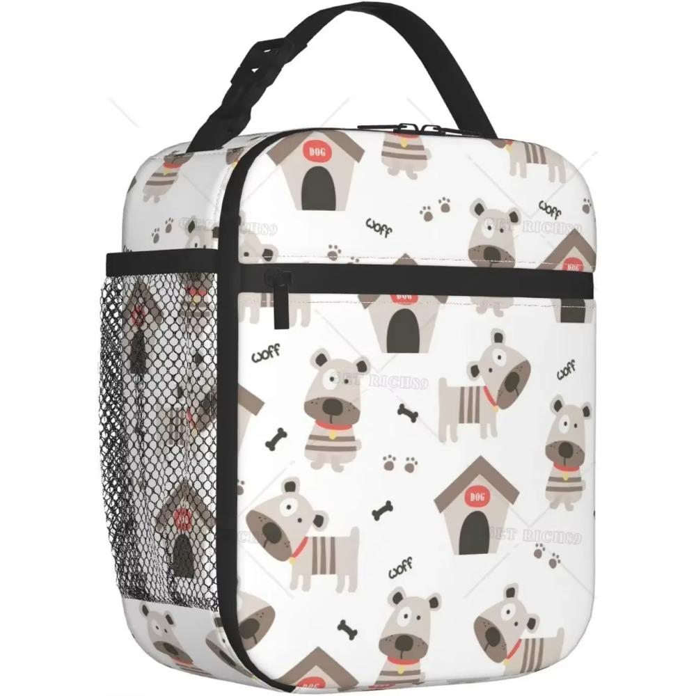 Милые животные изолированные сумки для ланча для женщин и мужчин прочные ланч-боксы для взрослых с изображением собак из мультфильмов, многоразовые ручные сумки-холодильники