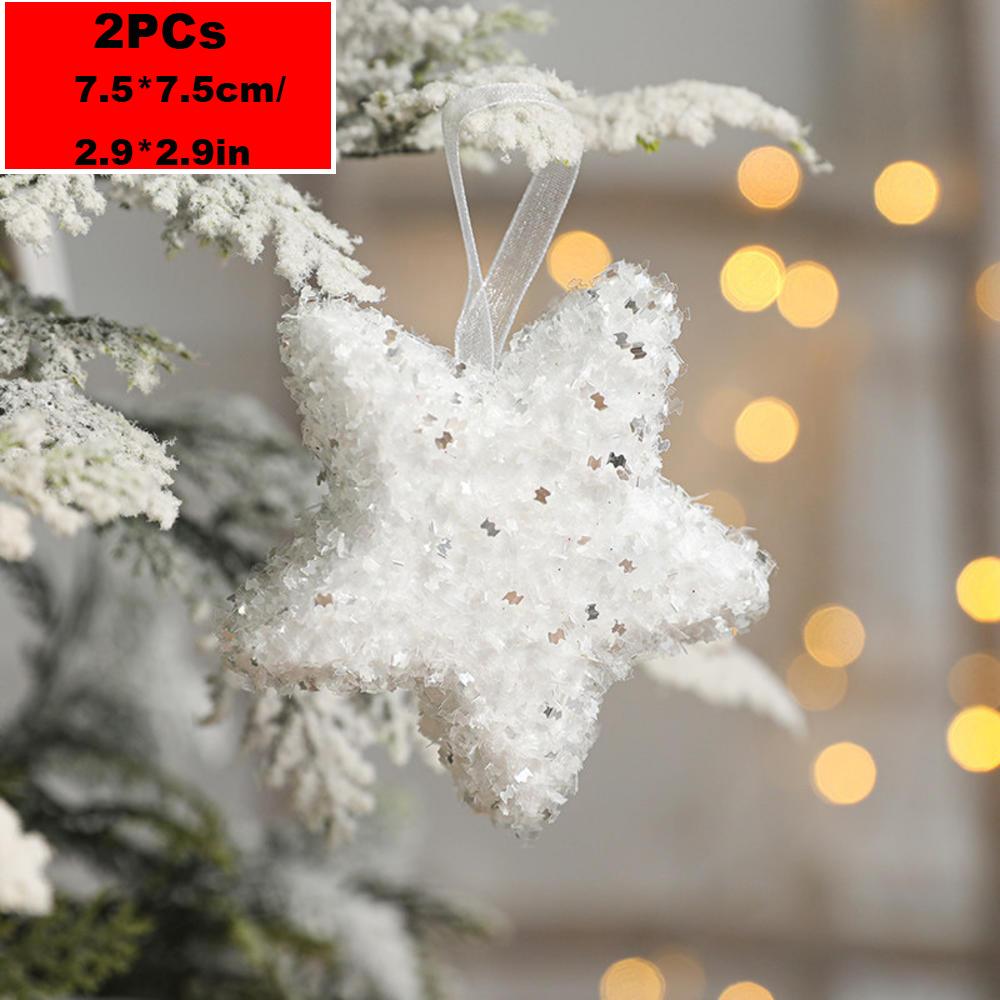 New Christmas Tree Decorations Pendant Xmas Tree White Elk Snowflake Ornaments Home Hanging Decoration 2025 New Year Party Decor