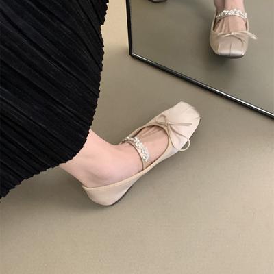 Женские туфли-лодочки с квадратным носком и неглубоким вырезом, новые весенне-осенние балетки на плоской подошве, феи, нежные туфли Мэри Джейн