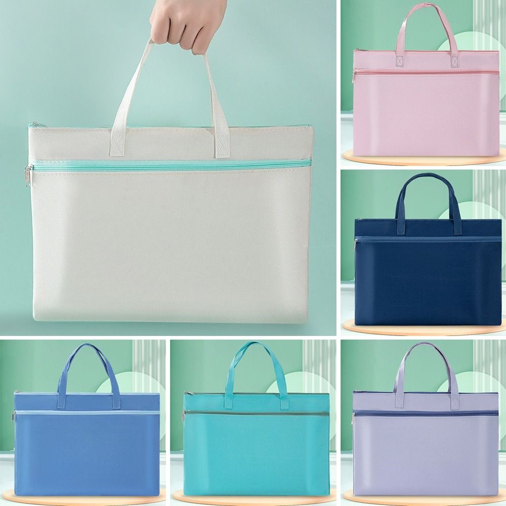 Zipper File Bag Large Capacity Briefcase A4 Envelope Folder School Office