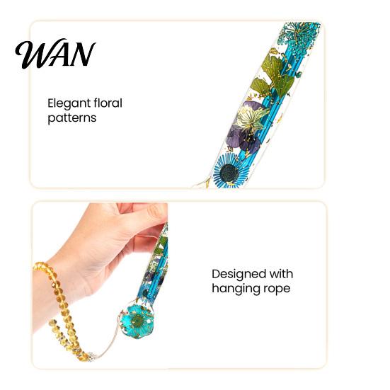 Smooth Surface Crochet Hook Floral Resin Hook, Dried Flower Clear Handle Metal Head with Beaded Wristlet for Arthritis Beginners