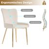 Velvet Dining Chair, Set of 6, Luxurious, Living Room, Bedroom, Lounge Chair with Four Golden Metal Support Legs, Lumbar Support, Beige