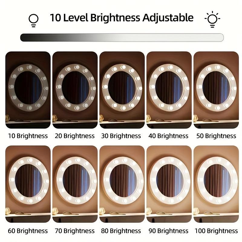 Светодиодный светильник для макияжа на зеркале - регулируемые лампочки, цвет и яркость регулируются, USB-кабель для любителей макияжа - идеально подходит для туалетного столика, спальни, ванной комнаты