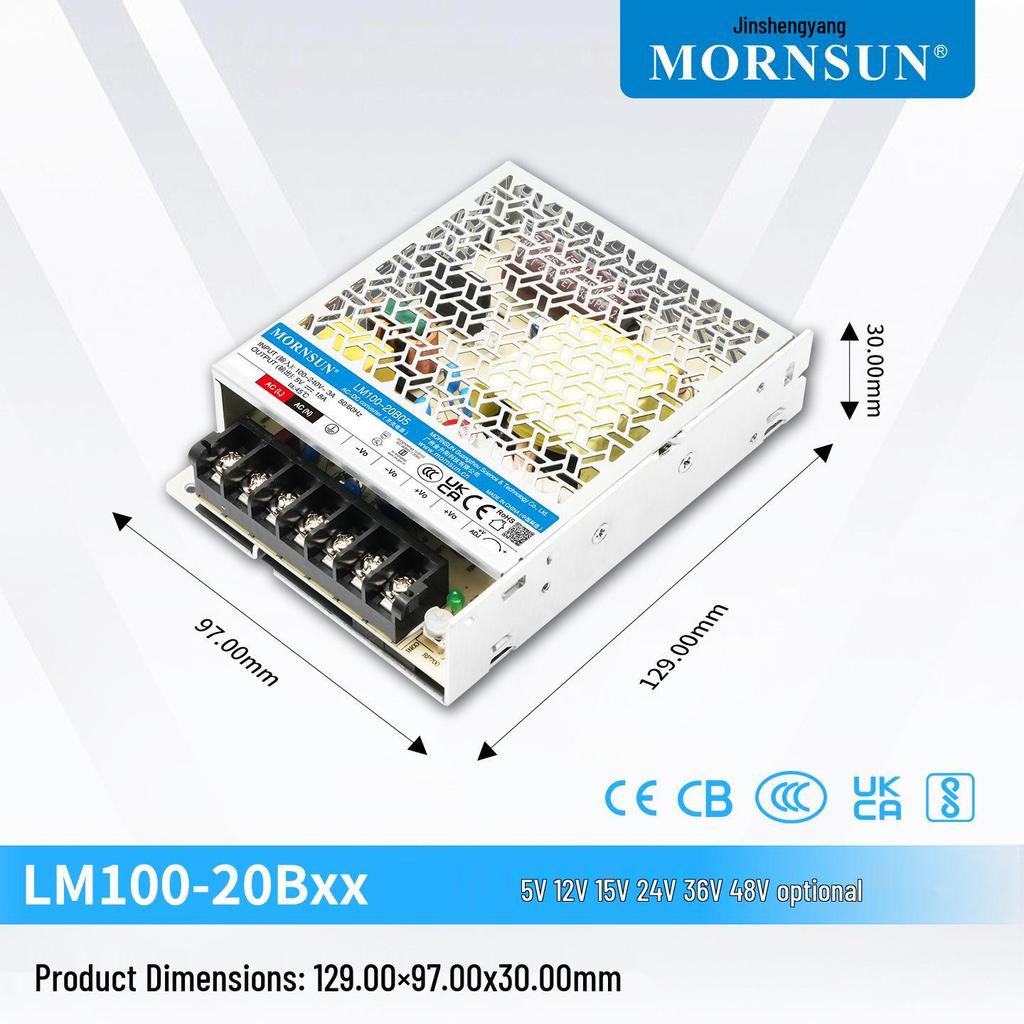 LM100-20B12V/24V Ultra-Thin 100W AC/DC Chassis Power Supply (Input 110/220VAC)