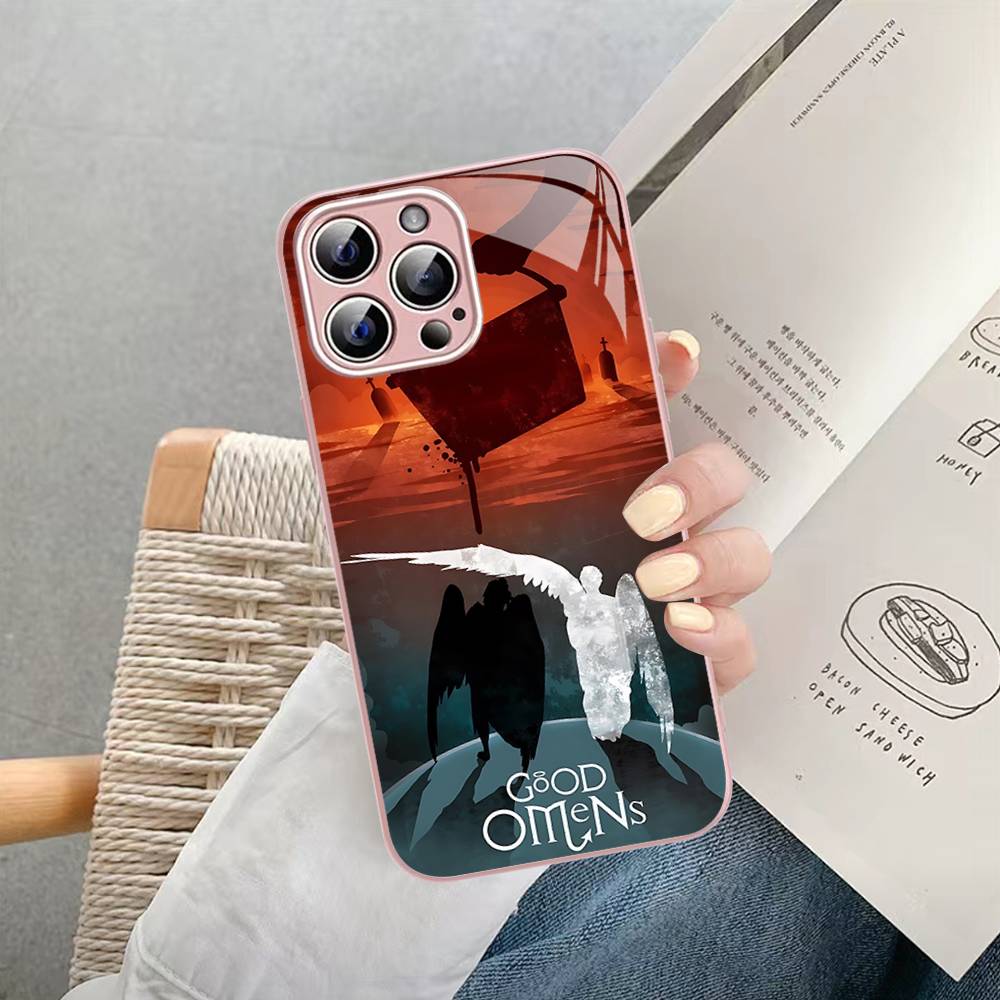 Сериал Хорошее Оменс Для IPhone 14 13 12 Mini 11 Pro XS Max X XR 14 Plus Закаленное Стекло Чехол