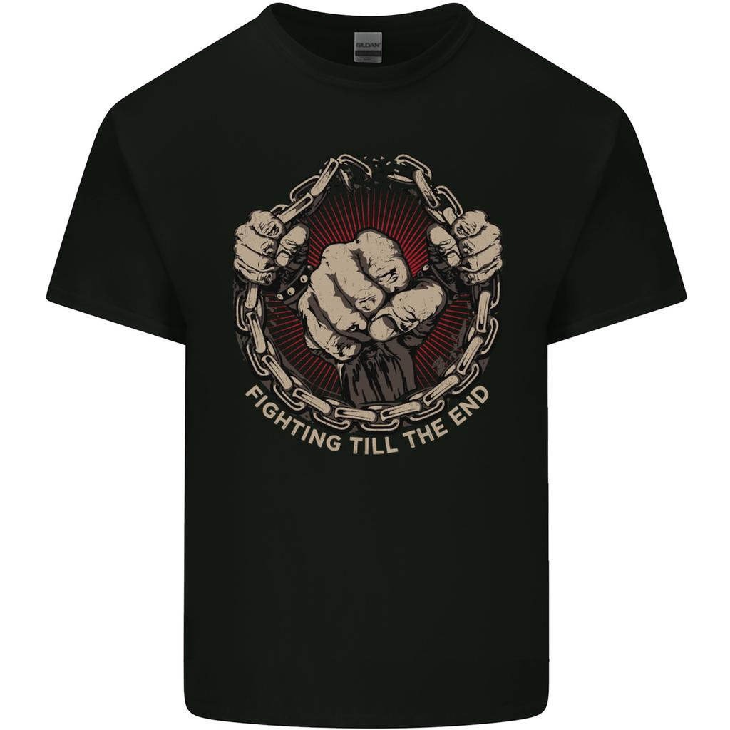Fighting Till the End MMA Martial Arts Mens Light Cotton T-Shirt