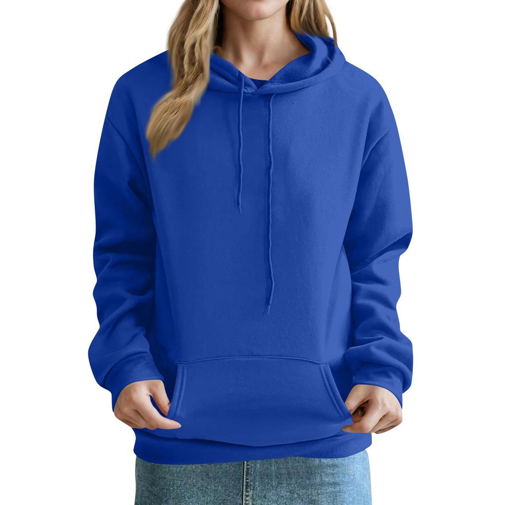 Женская модная однотонная толстовка, свободная повседневная толстовка с капюшоном