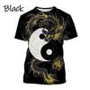 Футболки Bagua Tai Chi Yin Yang Koi Dragons для мужчин, унисекс, уличная одежда, крутые топы с коротким рукавом, повседневные футболки с 3D-принтом, мужская одежда