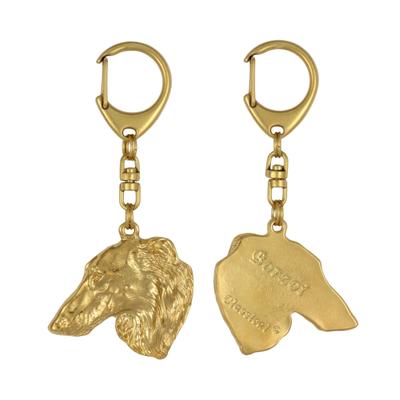 Борзая, русская псовая борзая, русский волкодав - позолоченный брелок с собакой в подарочной коробке, украшение на сумочку, роскошный аксессуар от бренда